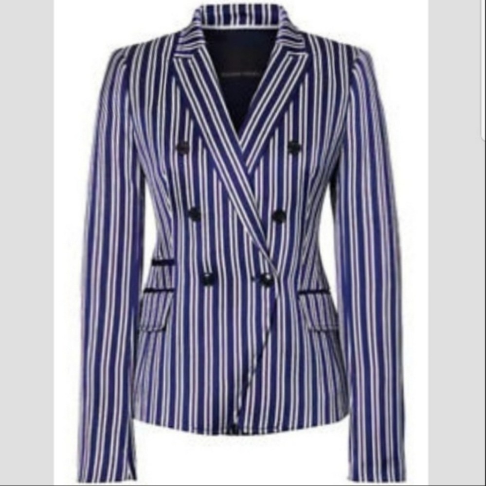 Banana Republic Striped Double Breasted Blazer
